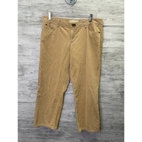 Michael Kors Capris Womens 10 Beige Tan Corduroy Cropped Stretch Cotton - Picture 1 of 11